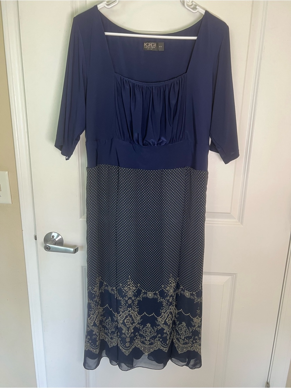 IGIGI by Yulia Raquel Blue Polka Dot Chiffon A-Line Midi Dress 14/16 Plus